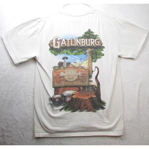 Hard Rock Cafe Gatlinburg Shirt Mens Large White Save The Planet Graphic Tee